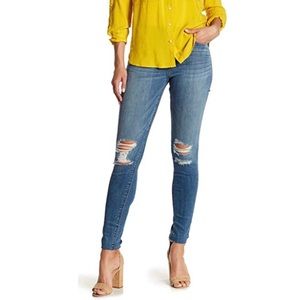 Hudson Blair Super Skinny High Rise Stretch Denim Distressed Knees Jeans